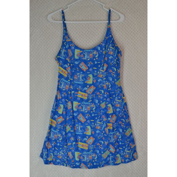 Big Hed Designs Women's Medium Blue Spaghetti Strap Knee Length Dress - Picture 1 of 12